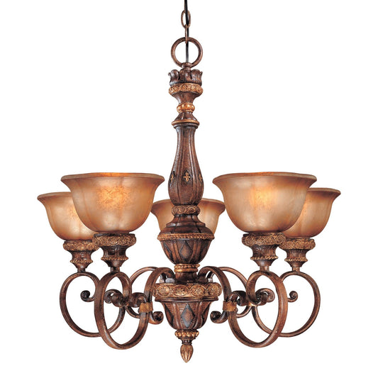  Illuminati 5-Light Chandelier In Illuminati Bronze & Silver Patina Glass