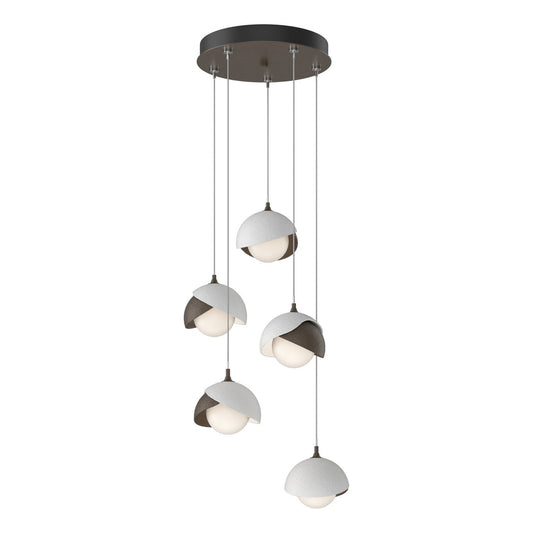  Brooklyn 5-Light Double Shade Pendant In Bronze