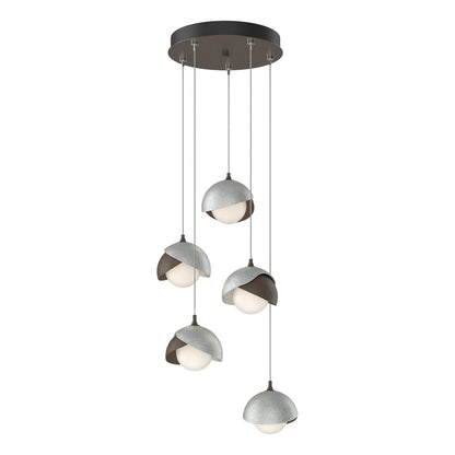  Brooklyn 5-Light Double Shade Pendant In Bronze