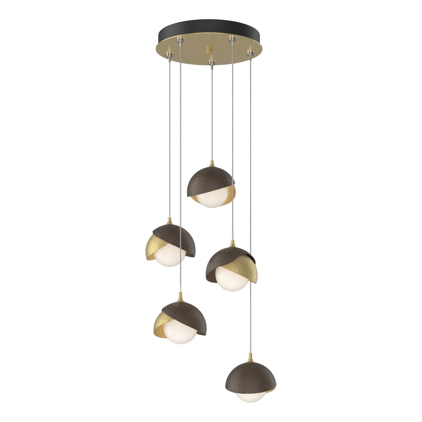  Brooklyn 5-Light Double Shade Pendant In Modern Brass