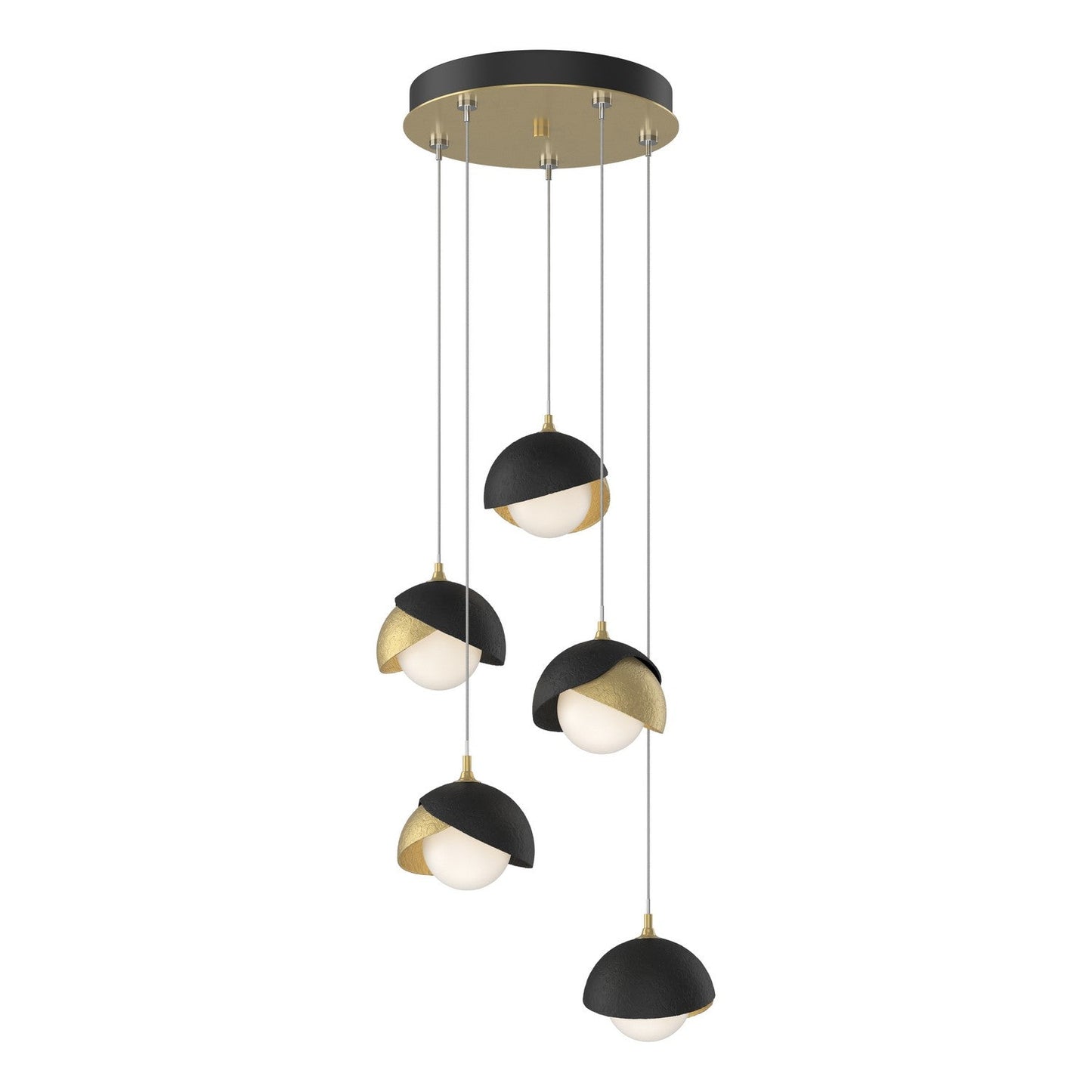  Brooklyn 5-Light Double Shade Pendant In Modern Brass