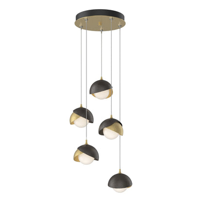  Brooklyn 5-Light Double Shade Pendant In Modern Brass