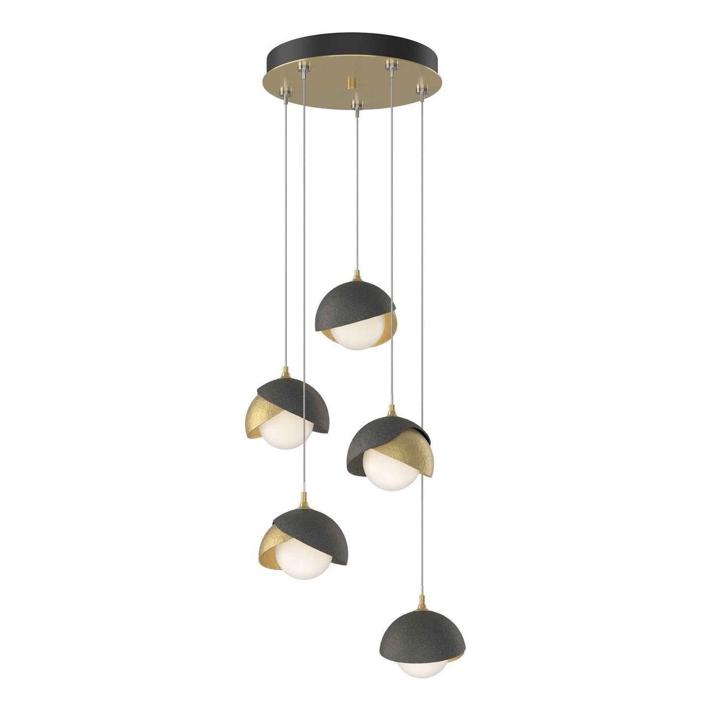  Brooklyn 5-Light Double Shade Pendant In Modern Brass