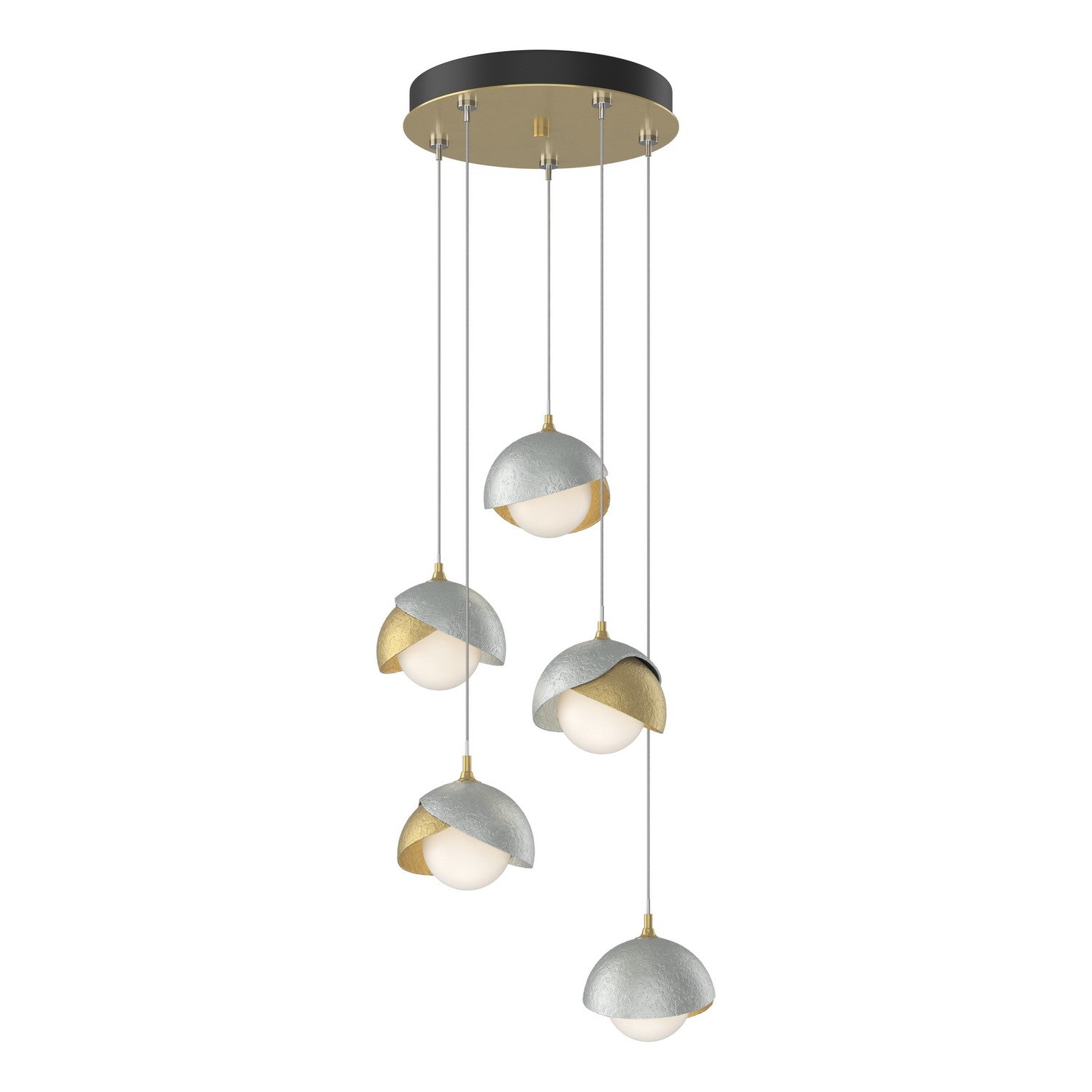  Brooklyn 5-Light Double Shade Pendant In Modern Brass