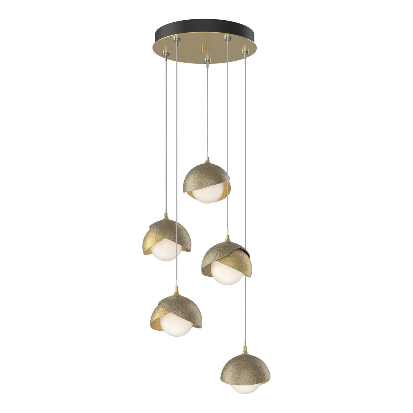  Brooklyn 5-Light Double Shade Pendant In Modern Brass