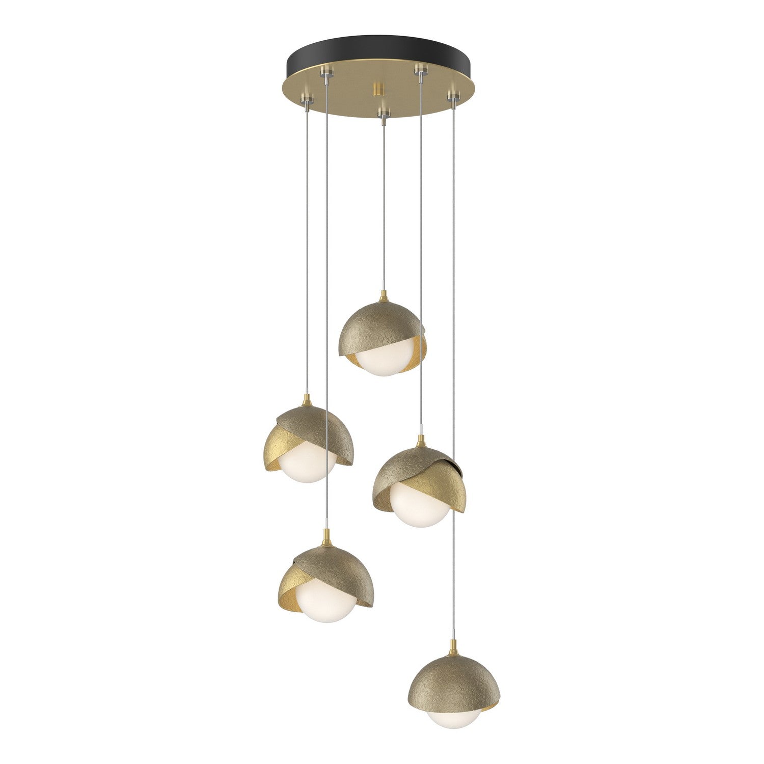  Brooklyn 5-Light Double Shade Pendant In Modern Brass