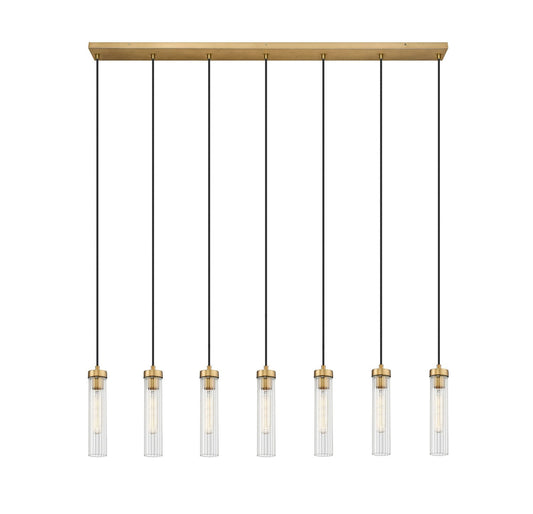 Z-LIte Beau Seven Light Linear Chandelier In Rubbed Brass