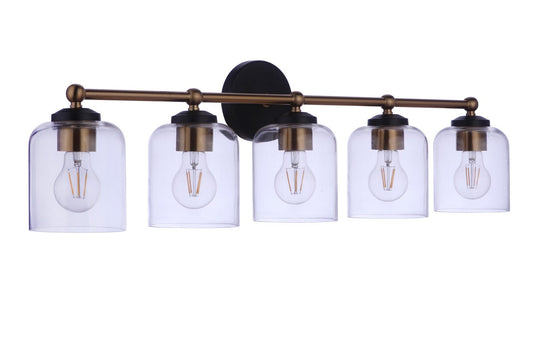  Coppa 5-Light Vanity In Flat Black & Satin Brass