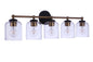  Coppa 5-Light Vanity In Flat Black & Satin Brass