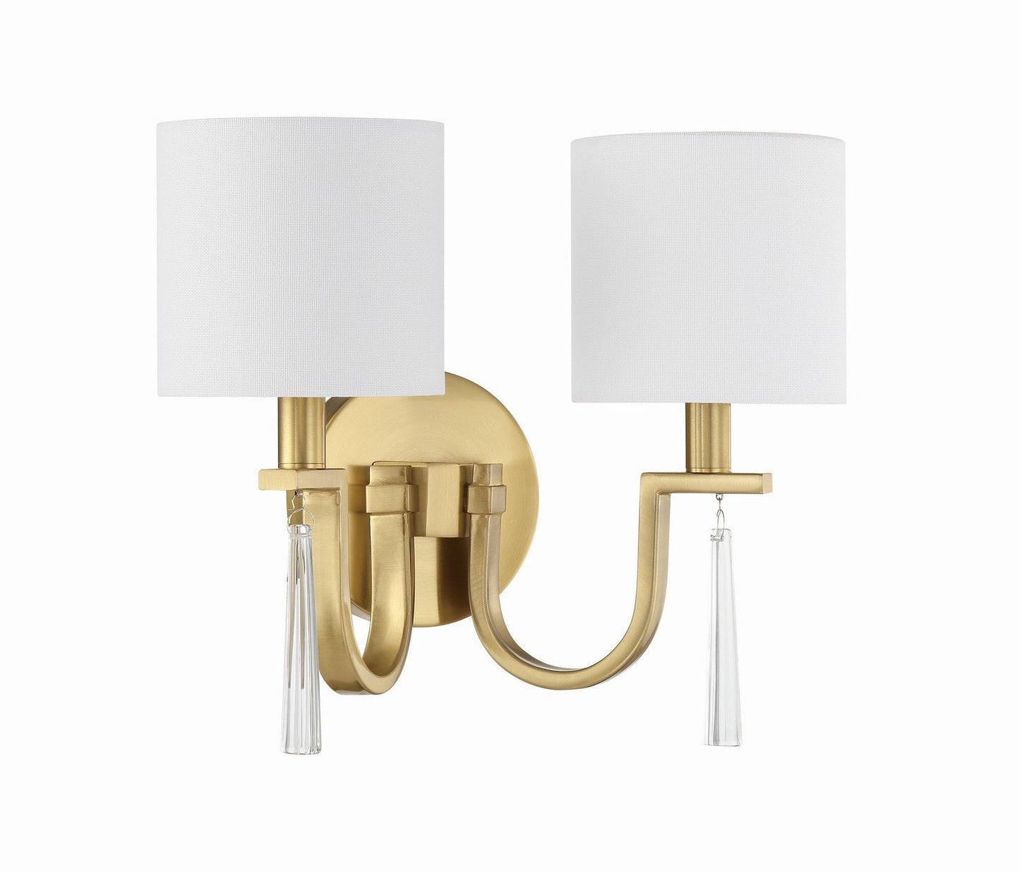  Fortuna 2-Light Wall Sconce In Satin Brass