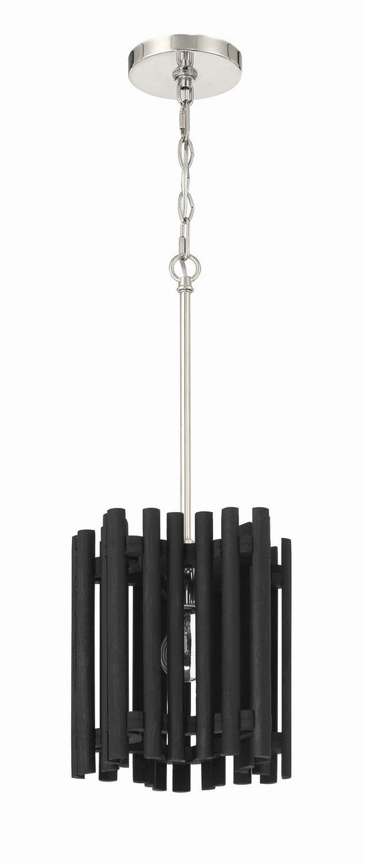  Freeform 1-Light Pendant In Polished Nickel & Black Walnut