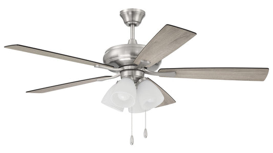  Eos Frost 4 Light 52" Ceiling Fan In Brushed Polished Nickel
