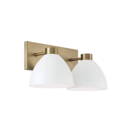  Ross 2-Light Vanity In Aged Brass And White