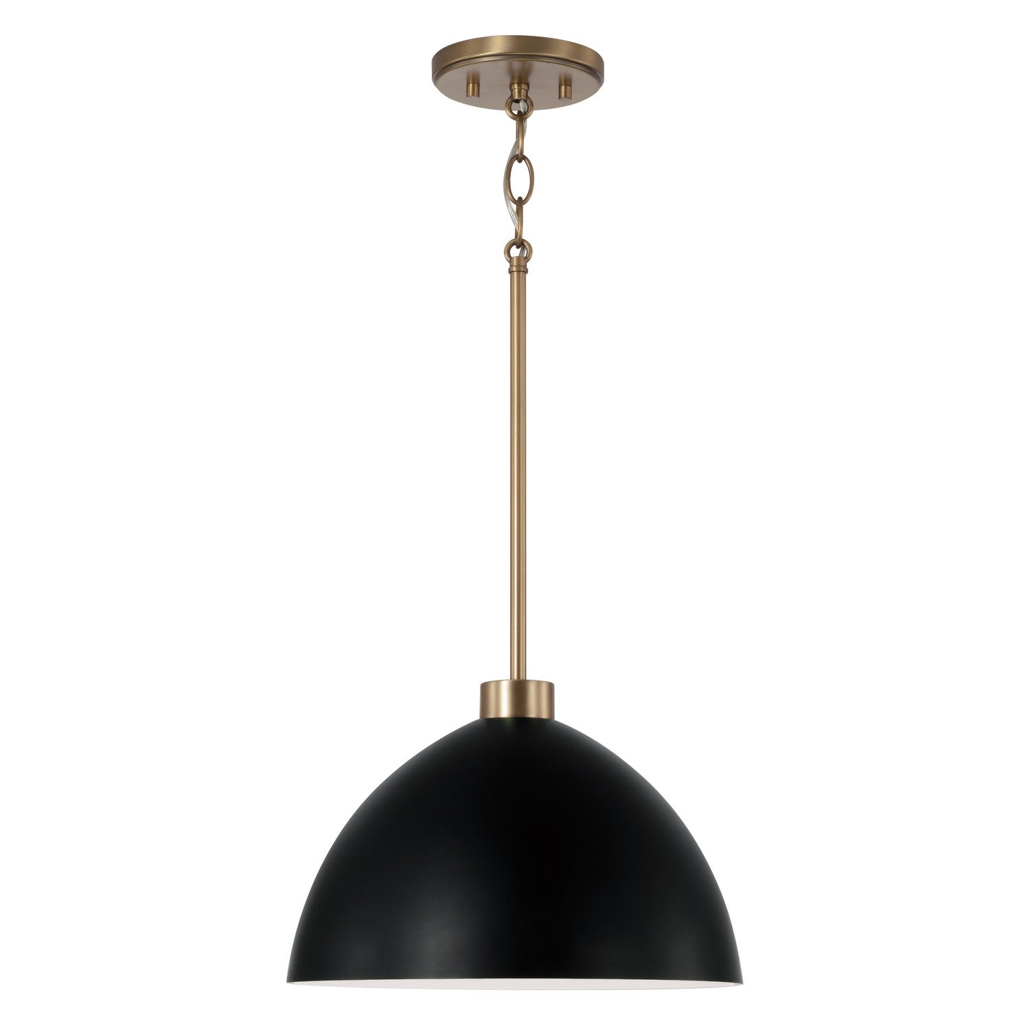  Ross 1-Light Pendant In Aged Brass And Black