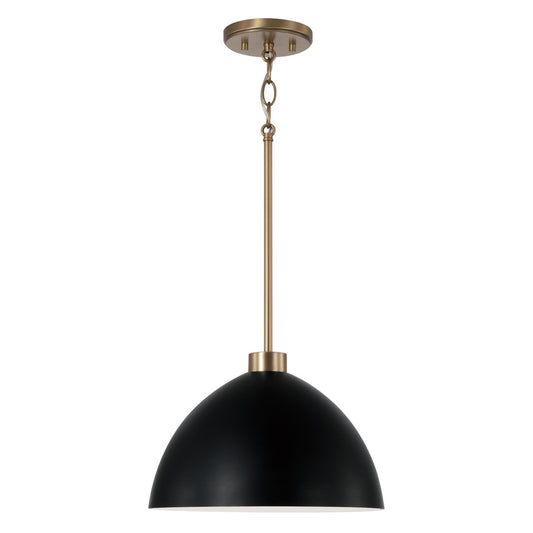  Ross 1-Light Pendant In Aged Brass And Black