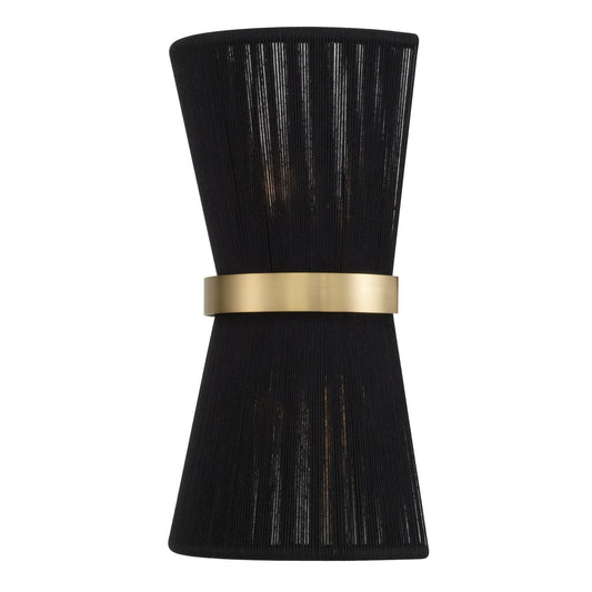  Cecilia 2-Light Wall Sconce In Black Rope And Patinaed Brass