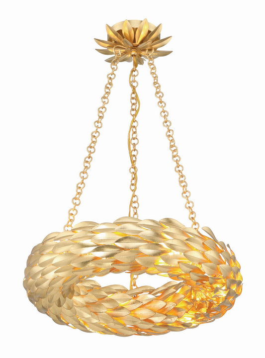 Broche LED Chandelier In Antique Gold