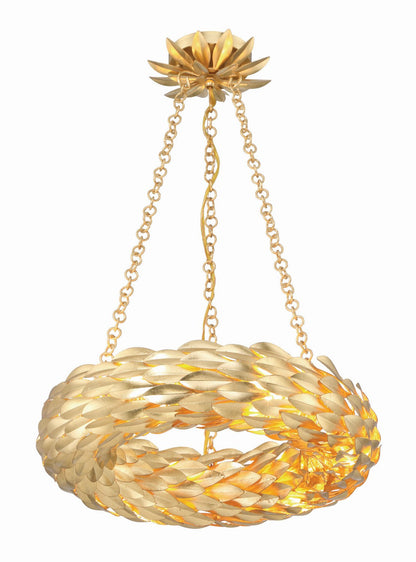  Broche LED Chandelier In Antique Gold