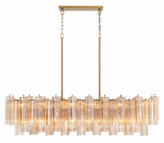  Addis 14-Light Chandelier In Aged Brass With Amber Glass