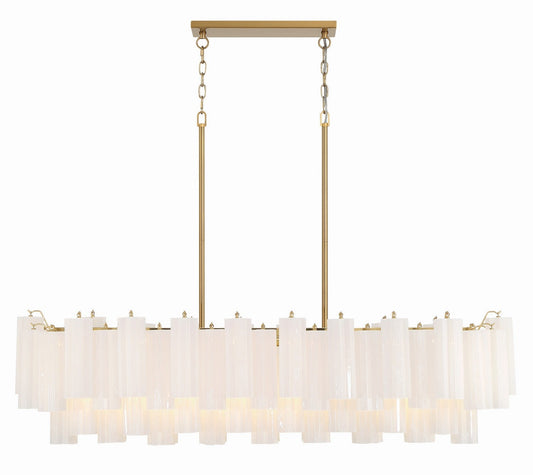  Addis 14-Light Chandelier In Aged Brass With White Glass
