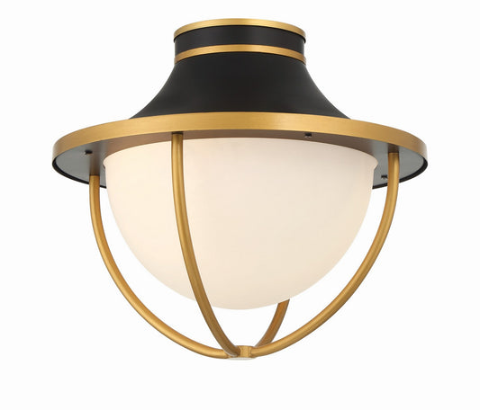  Atlas 2-Light Outdoor Semi-Flush Mount In Matte Black & Textured Gold