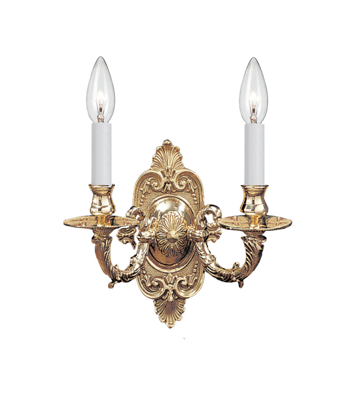  Cast Brass Wall Mount 2 Light Wall Mount In Polished Brass
