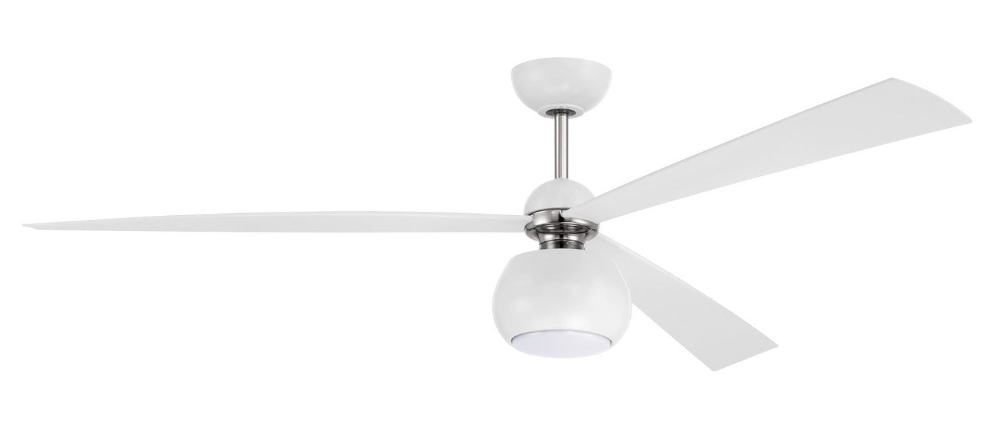  Otto 60" Ceiling Fan In White & Polished Nickel