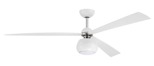  Otto 60" Ceiling Fan In White & Polished Nickel
