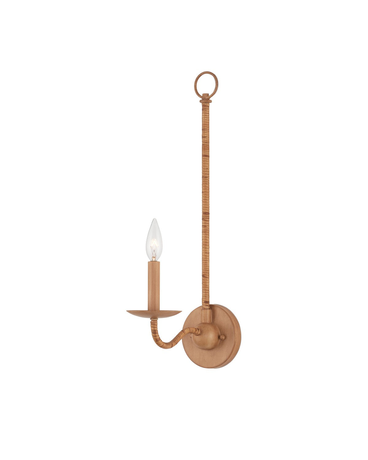  1-Light Wall Sconce In Saddle Tan & Natural