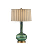  1-Light Table Lamp In Green & Antique Brass