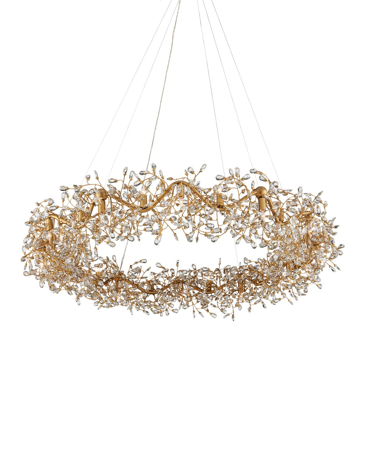  Crystal Bud 24 Light Chandelier In Clear & Brass