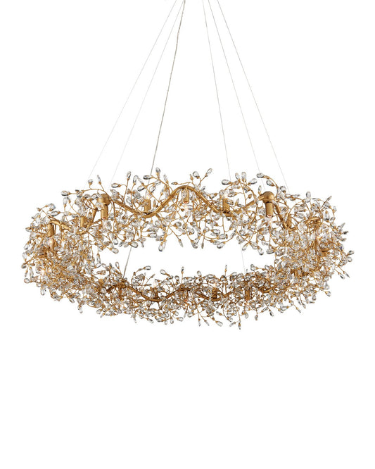  Crystal Bud 24 Light Chandelier In Clear & Brass