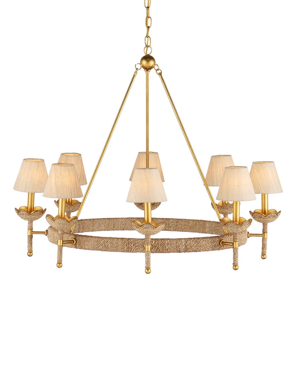  Vichy 8-Light Chandelier In Natural & Contemporary Gold Leaf