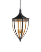  4-Light Lantern In Satin Black & Contemporary Gold Leaf