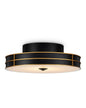 Fielding 1-Light Flush Mount In Satin Black, Contemporary Gold & White