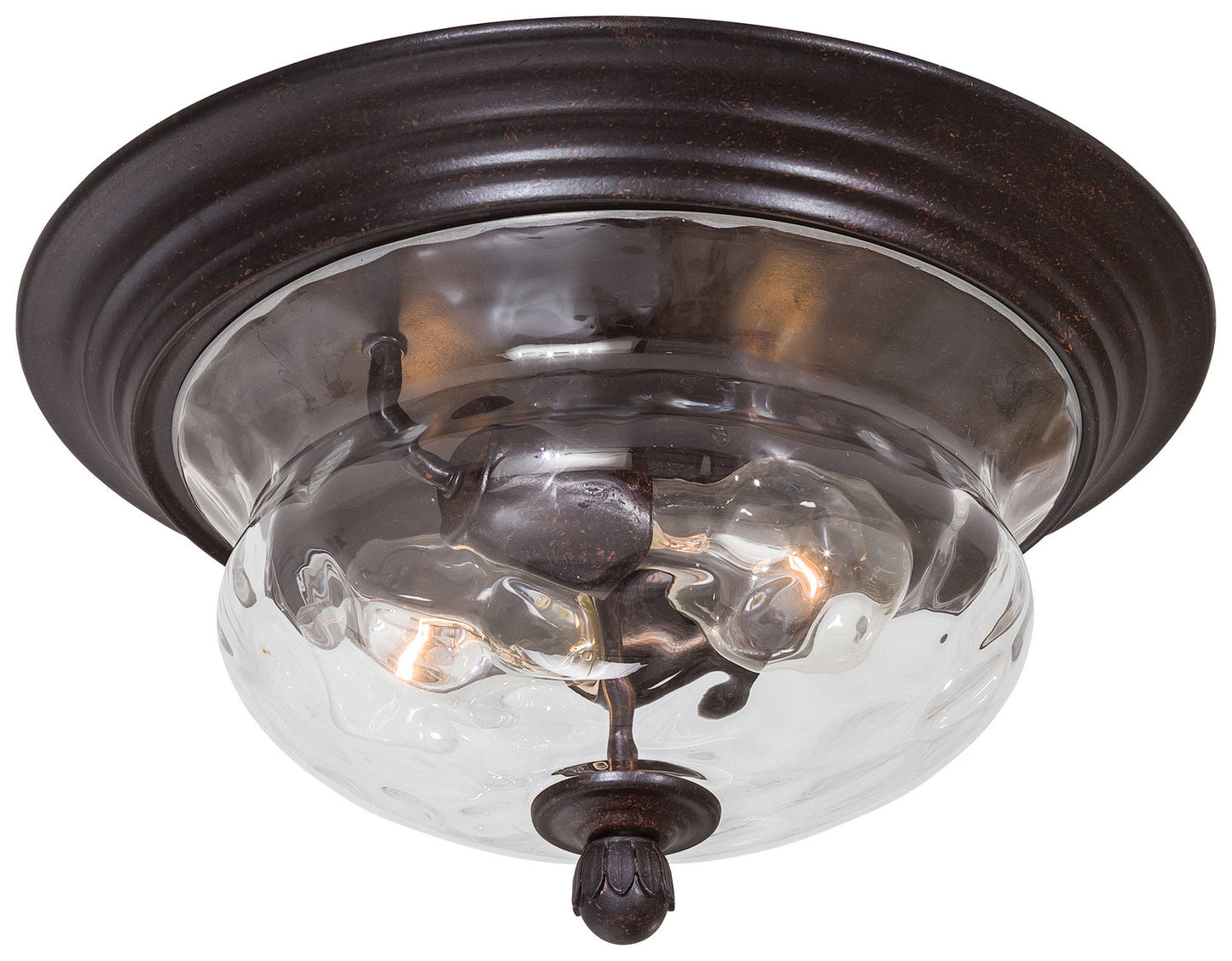  Merrimack 2-Light Flush Mount In Corona Bronze & Clear Hammered Glass