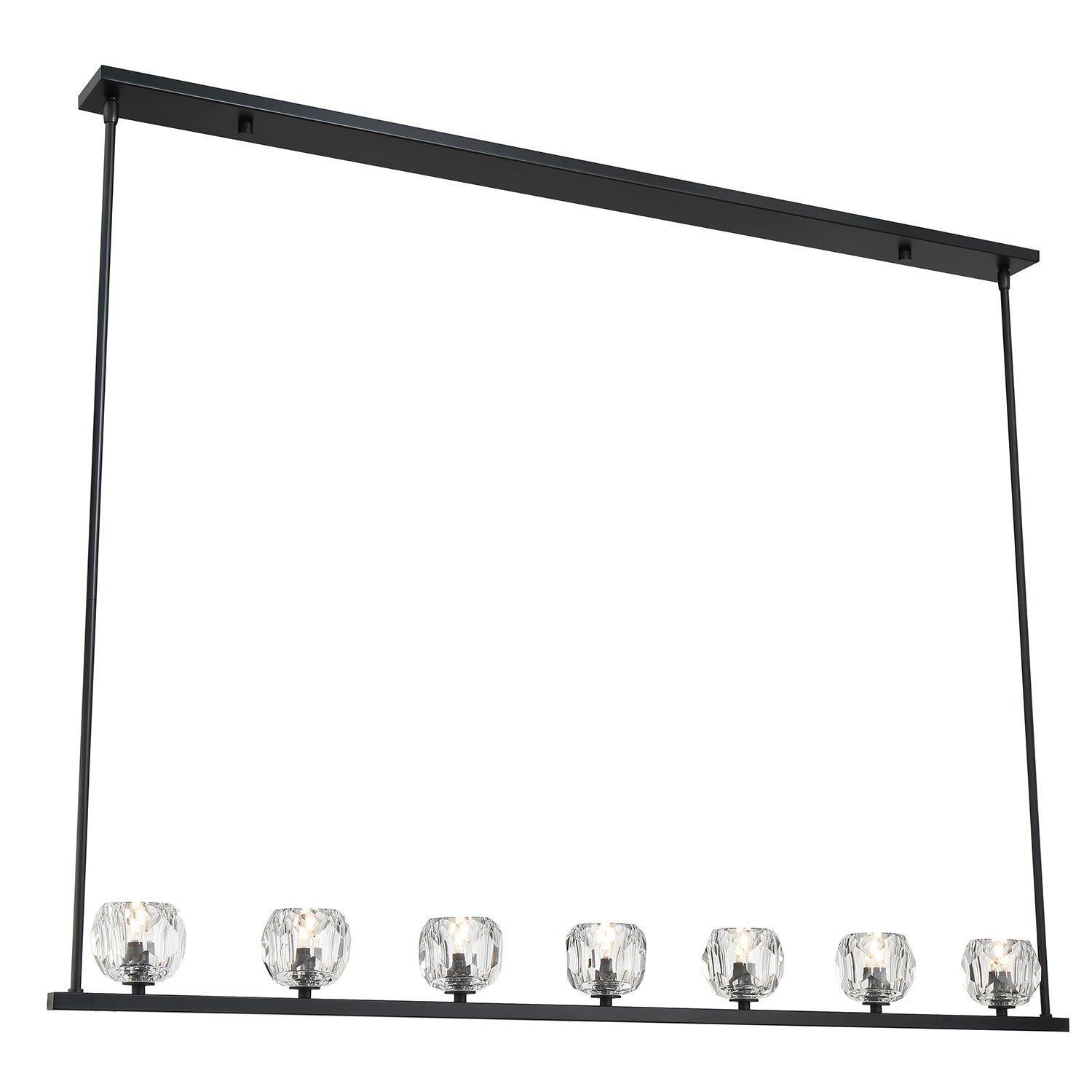  Aragon Linear LED Chandelier In Matte Black & Crystal Shades