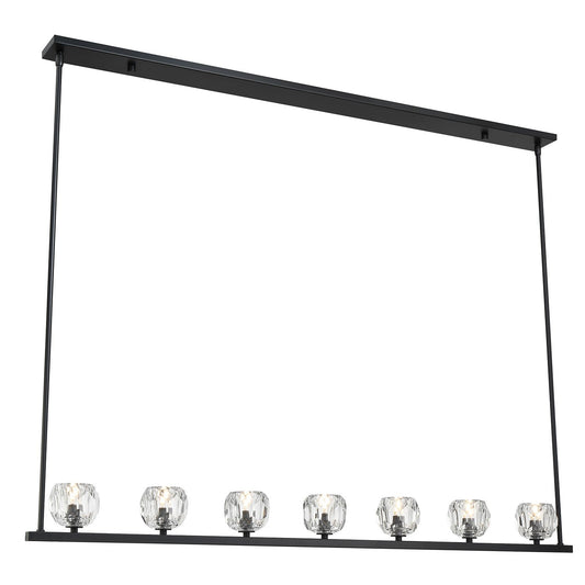  Aragon Linear LED Chandelier In Matte Black & Crystal Shades