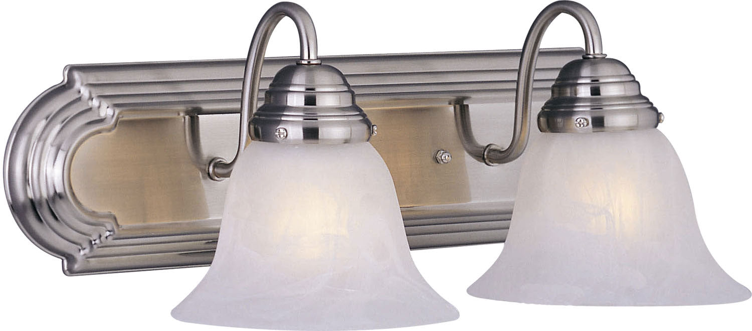 Maxim Essentials 2-Light Bath Vanity In Satin Nickel With Marble Glass