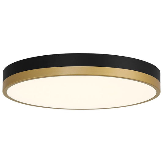  Coco LED Flush Mount In Black With Antique Brushed Brass