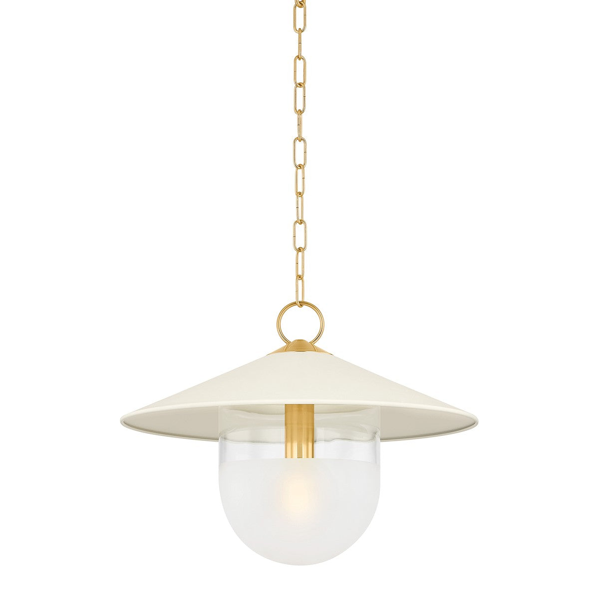  Ressi 1-Light Pendant In Aged Brass/Soft Cream