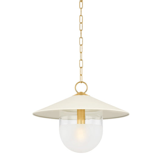  Ressi 1-Light Pendant In Aged Brass/Soft Cream