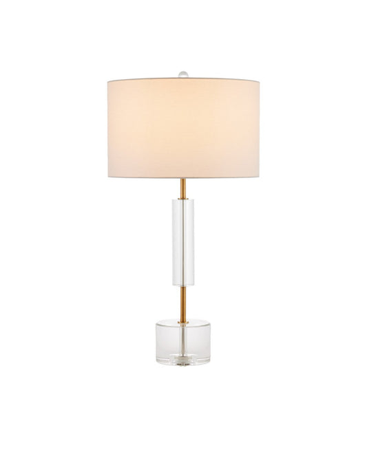  Deville 1-Light Table Lamp In Clear & Antique Brass