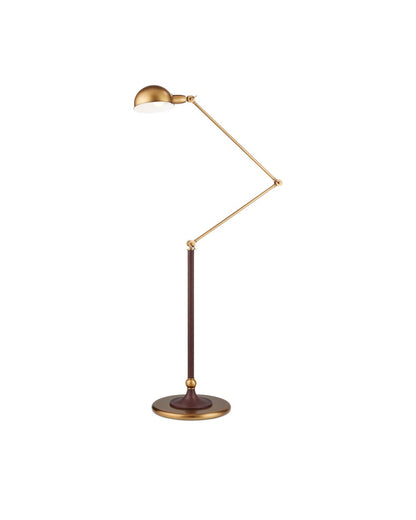  Libretto LED Floor Lamp In Antique Brass & Brownish Red