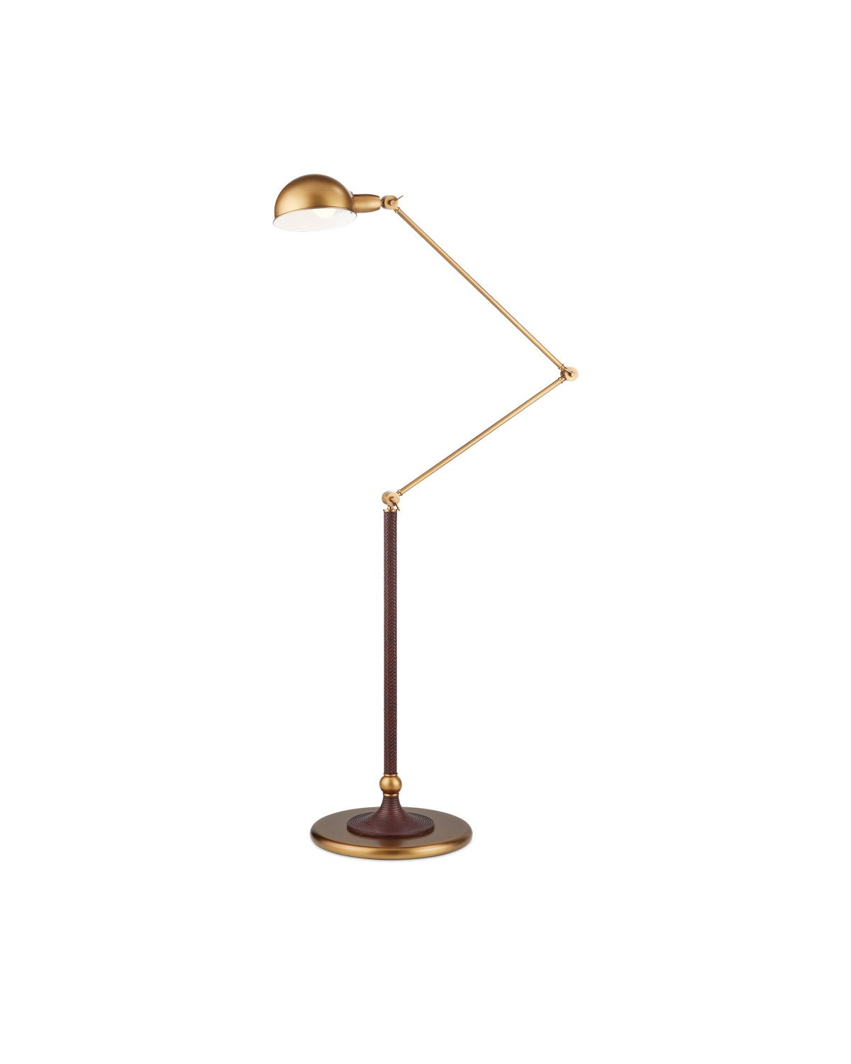  Libretto LED Floor Lamp In Antique Brass & Brownish Red