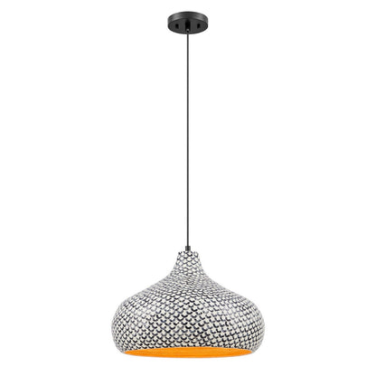  Jade 1-Light Pendant In Black And White Shell