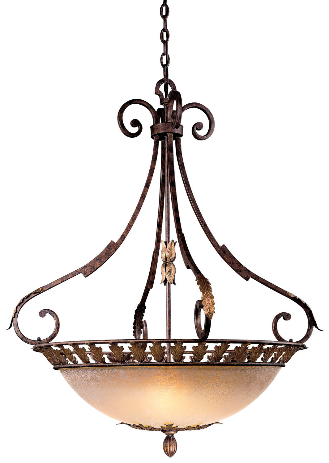  Zaragoza 5-Light Bowl Pendant In Golden Bronze With Salon Scavo Glass