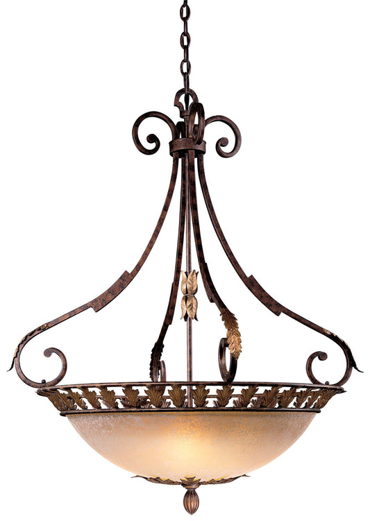  Zaragoza 5-Light Bowl Pendant In Golden Bronze With Salon Scavo Glass