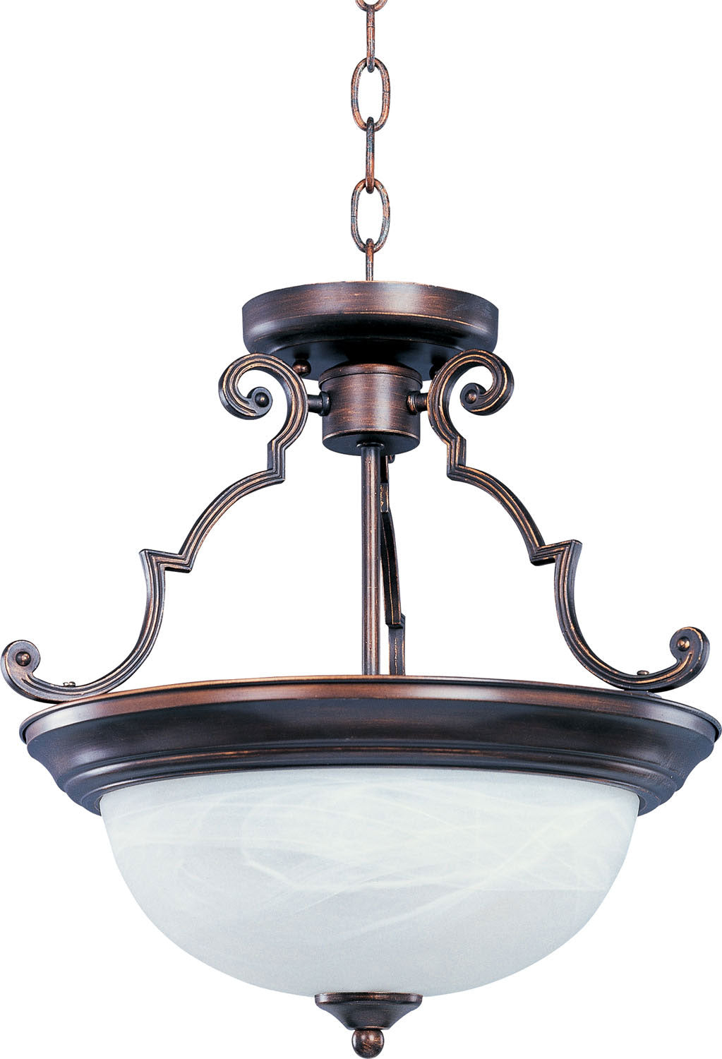 Maxim Essentials 2-Light Semi-Flush Mount In Oil Rubbed Bronze With Marble Glass
