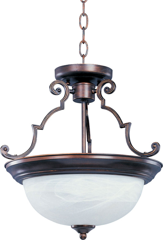 Maxim Essentials 2-Light Semi-Flush Mount In Oil Rubbed Bronze With Marble Glass